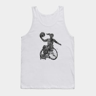 Wheelchair basketball girl black and white Tank Top